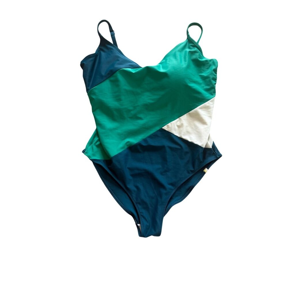 Colorblock Womens Marina One-Piece Swimsuit Size 16 By Summersalt